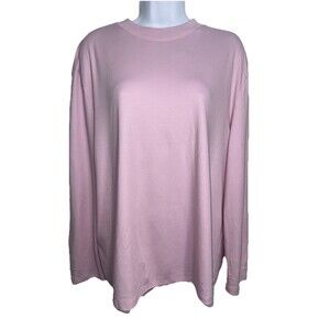 MM Lafleur Organic Pima Cotton Crew Tee Shirt 3/4 Sleeve Stretch Pink Women XL